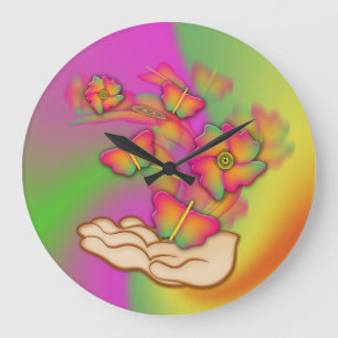 Reloj Redondo Grande Mariposas y flores