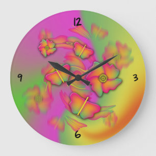 Reloj Redondo Grande Mariposas y flores reloj grande
