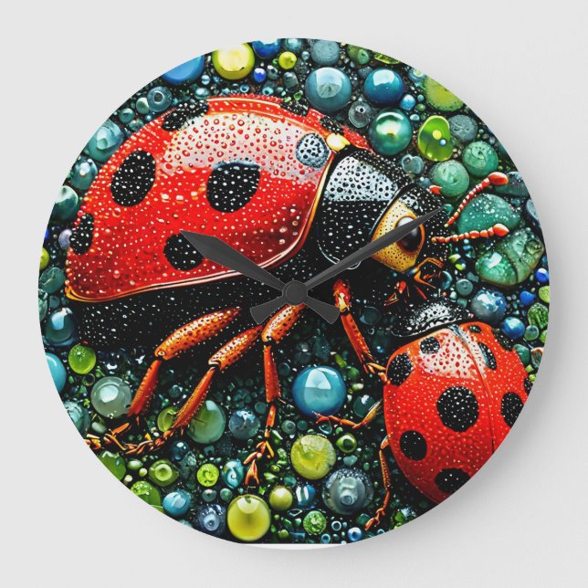 Reloj Redondo Grande Mariquitas mosaico (Anverso)