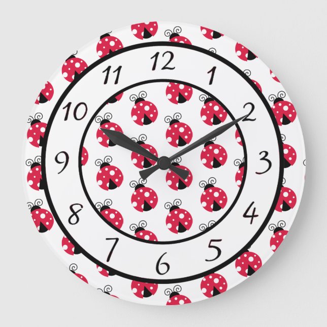 Reloj Redondo Grande Mariquitas Rojas (Anverso)