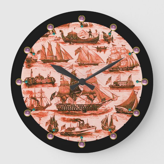 Reloj Redondo Grande MARÍTIMO,BUQUES DE VENTAJA,BUQUES DE VELA, Blanco  (Anverso)
