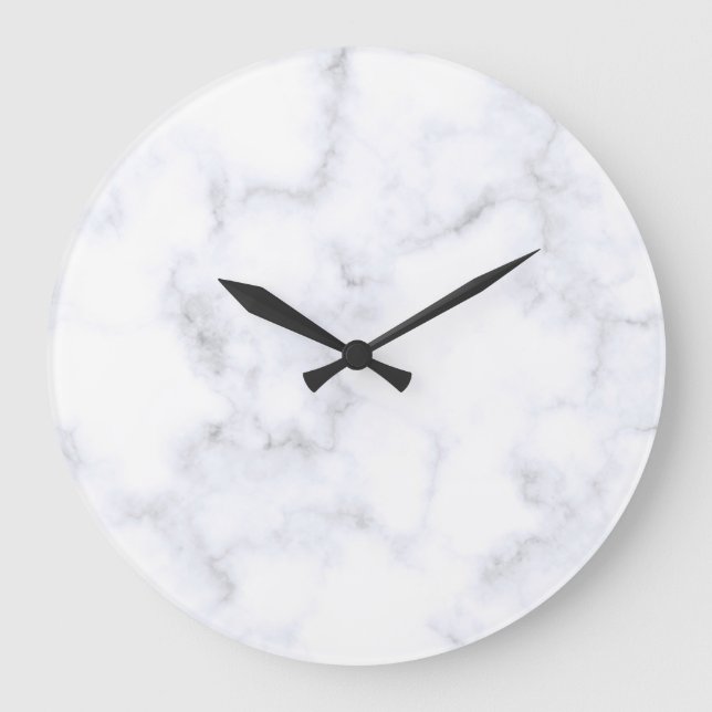 Reloj Redondo Grande Mármol Blanco Moderno (Anverso)