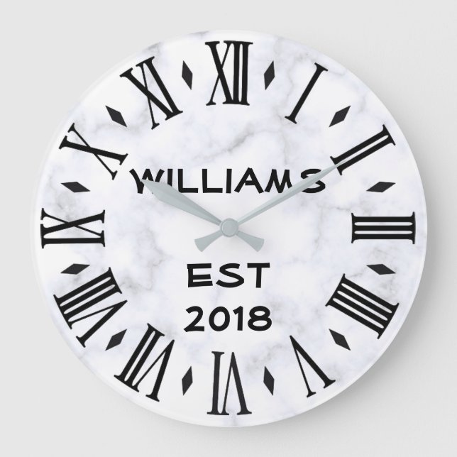 Reloj Redondo Grande Mármol blanco personalizado elegante (Anverso)