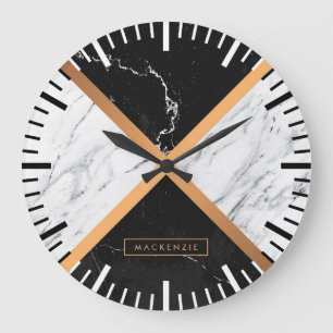 Reloj Redondo Grande Mármol blanco y negro