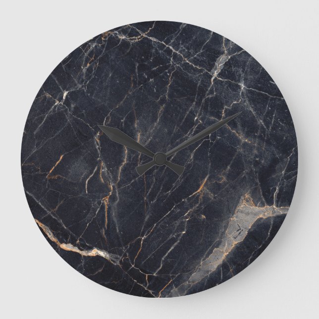 Reloj Redondo Grande Mármol brillante: Elegancia dorada negra. (Anverso)