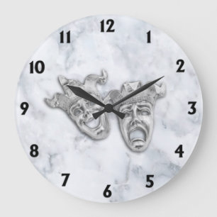 Reloj Redondo Grande Mármol del blanco de las máscaras del teatro de 