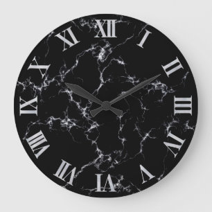 Reloj Redondo Grande Mármol elegante style4 - blanco y negro