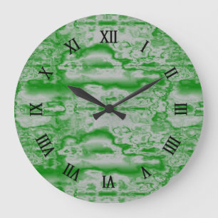Reloj Redondo Grande Mármol gris y verde oscuro