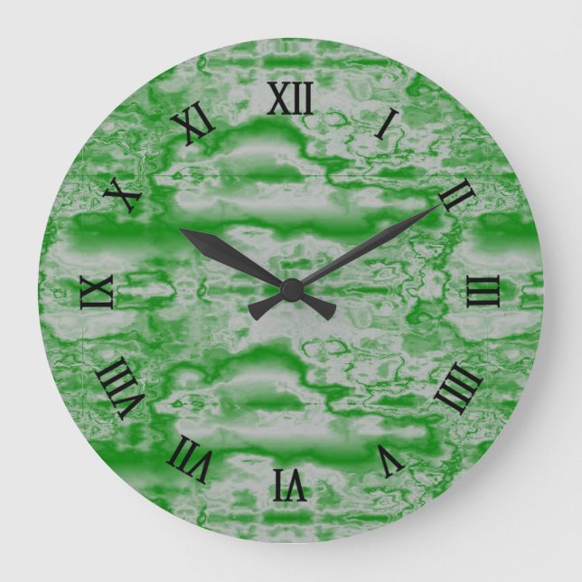 Reloj Redondo Grande Mármol gris y verde oscuro (Anverso)
