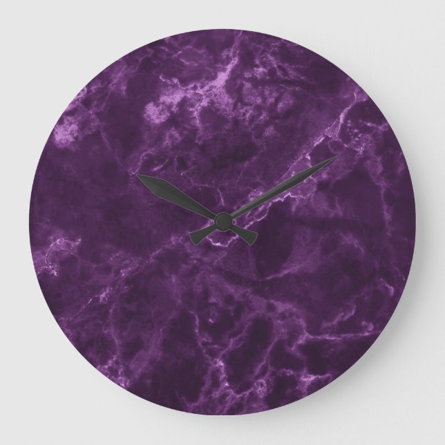 Reloj Redondo Grande Mármol morado oscuro: textura lujosa. (Anverso)