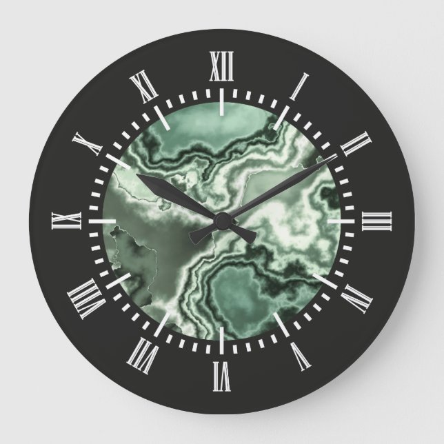 Reloj Redondo Grande Mármol verde 2 (Anverso)