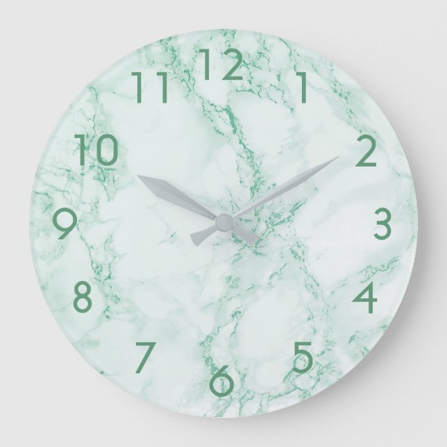 Reloj Redondo Grande Mármol verde de tendencia (Anverso)