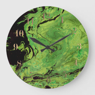 Reloj Redondo Grande Mármol verde negro