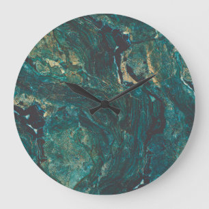 Reloj Redondo Grande Mármol verde oscuro: textura lujosa.