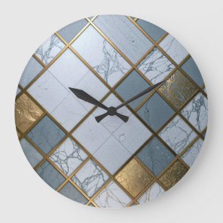 Reloj Redondo Grande Marmor Gold Raster Luxus Geometrie