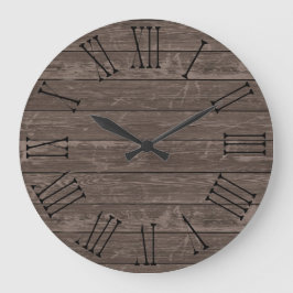 Reloj Redondo Grande Marrón de efectos de madera rústica