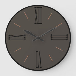 Reloj Redondo Grande Marrón oscuro moderno con trazo negro