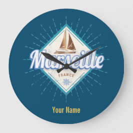 Reloj Redondo Grande Marsella ciudad Francia barco de vela retro vintag