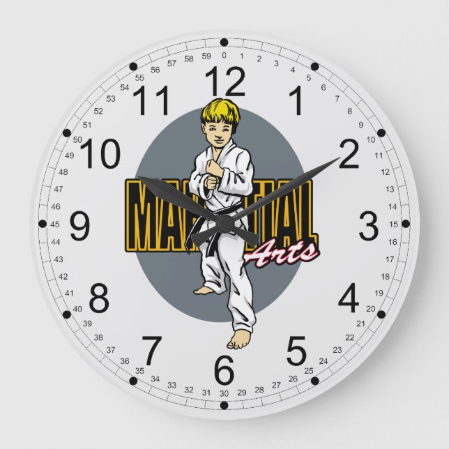 Reloj Redondo Grande Martial Arts Boy (Anverso)