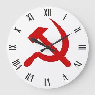 Reloj Redondo Grande Martillo y hoz del comunismo rojo