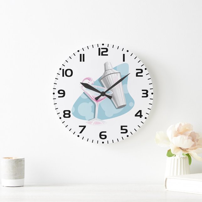 Reloj Redondo Grande Martini Glass And Shaker (Subido por el creador)