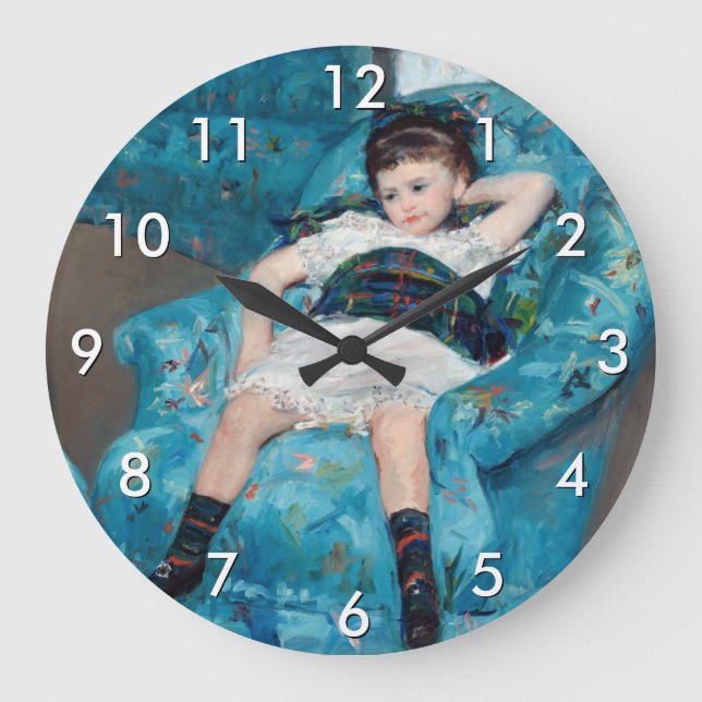 Reloj Redondo Grande Mary Cassatt - Niña pequeña en un sillón azul (Anverso)