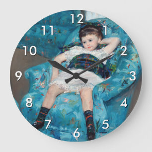 Reloj Redondo Grande Mary Cassatt - Niña pequeña en una butaca azul