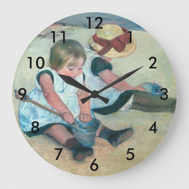 Reloj Redondo Grande Mary Cassatt - Niños jugando en la playa (Anverso)