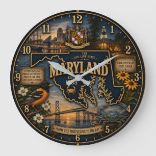 Reloj Redondo Grande Maryland State Old Line State Chesapeake Bay