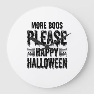 Reloj Redondo Grande Más Boos Por Favor Tipografía Vintage de Halloween