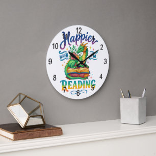 Reloj Redondo Grande Más feliz cuando estoy leyendo