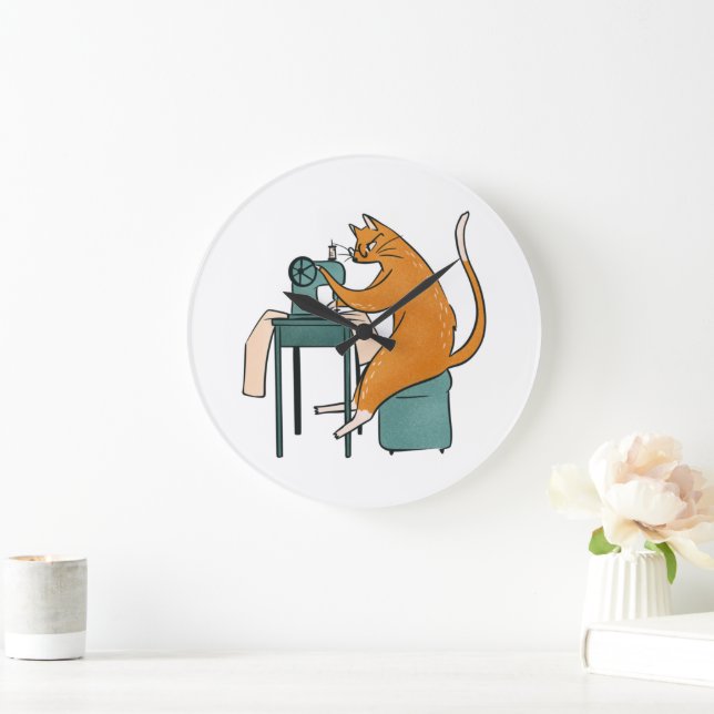 Reloj Redondo Grande Masaje de gatos vintage (Hogar)