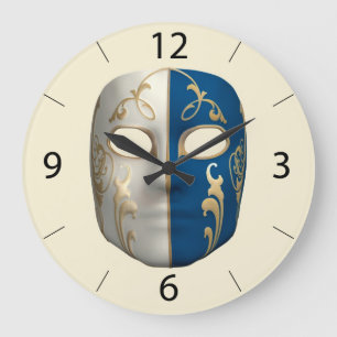Reloj Redondo Grande Máscara de Carnaval