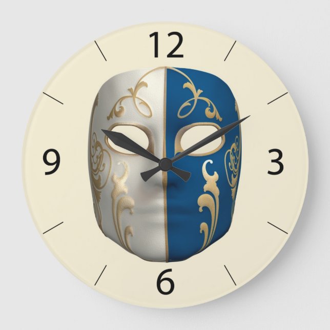 Reloj Redondo Grande Máscara de Carnaval (Anverso)