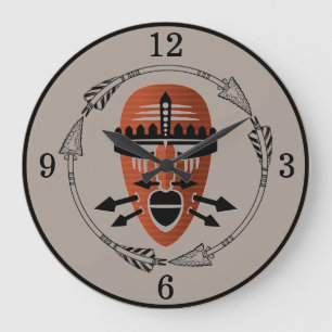 Reloj Redondo Grande Máscara tribal africana