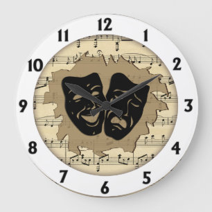 Reloj Redondo Grande Máscaras antiguas de la música y del teatro