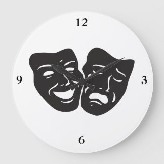 Reloj Redondo Grande Máscaras de teatro de tragedia de comedia
