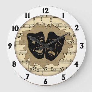 Reloj Redondo Grande Máscaras de teatro y música antigua