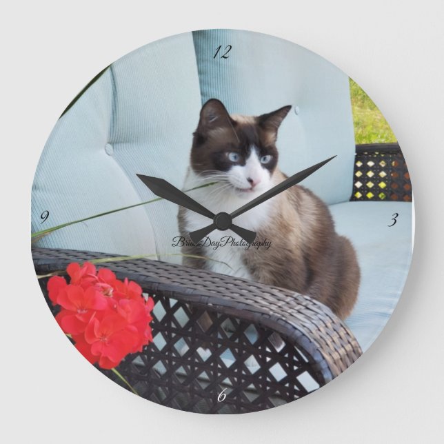 Reloj Redondo Grande mascota gato mascota familia amada felina (Anverso)
