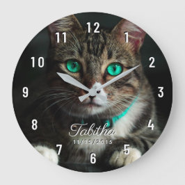 Reloj Redondo Grande Mascota personalizado Foto Números blancos