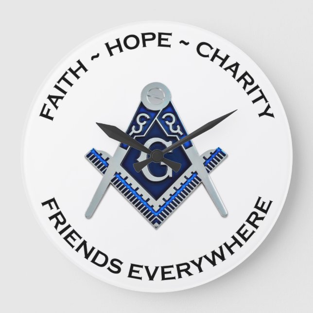 Reloj Redondo Grande Masonic Clock Blue (Anverso)