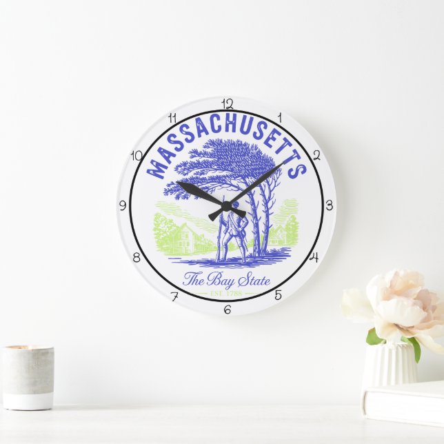 Reloj Redondo Grande Massachusetts Bay State Minuteman  (Hogar)