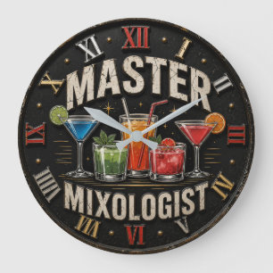 Reloj Redondo Grande Master Mixologist Bartender Gift Retro Home Bar