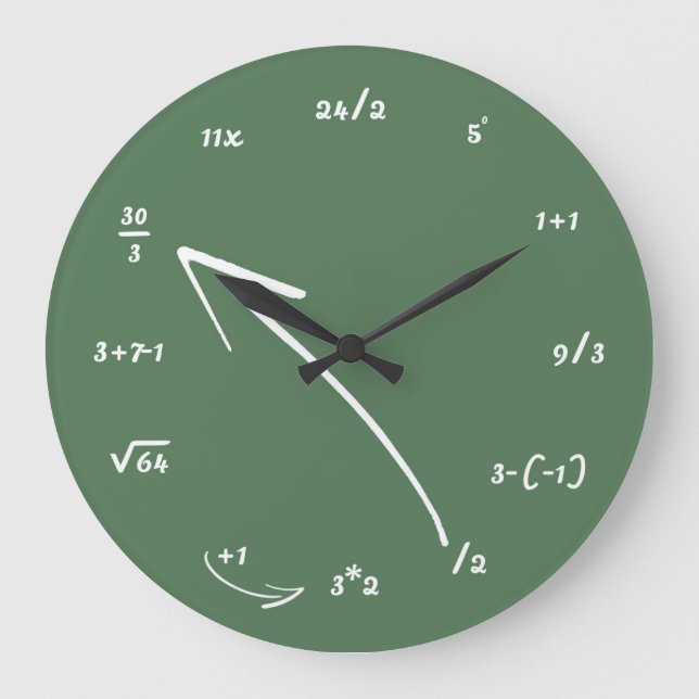 Reloj Redondo Grande Matemáticas Ecuaciones Matemáticas (Anverso)