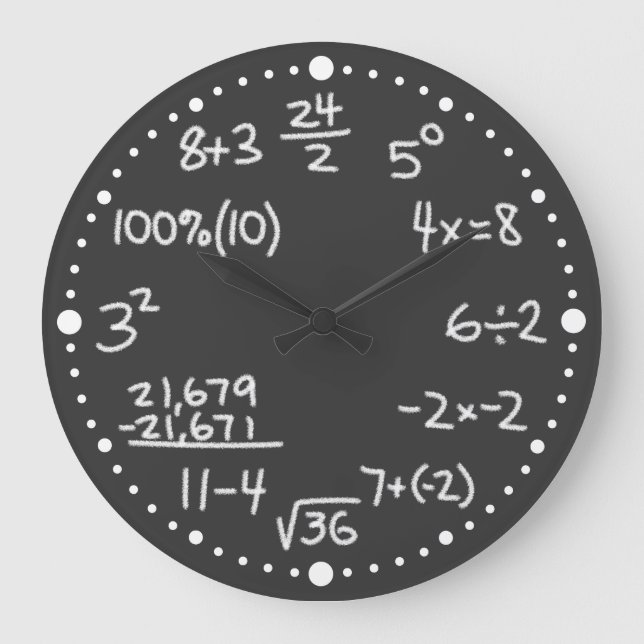 Reloj Redondo Grande Matemáticas Ecuaciones Matemáticas Encantan el Rel (Anverso)