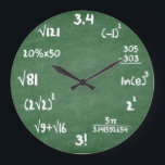 Reloj Redondo Grande Matemáticas Green Slate Mathematics Wall Clock<br><div class="desc">Sombra verde oscuro del reloj de ecuación matemática. Visite nuestra tienda para más variaciones en tamaño y colores.</div>