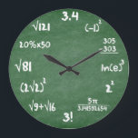 Reloj Redondo Grande Matemáticas Green Slate Mathematics Wall Clock<br><div class="desc">Sombra verde oscuro del reloj de ecuación matemática. Visite nuestra tienda para más variaciones en tamaño y colores.</div>
