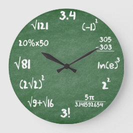Reloj Redondo Grande Matemáticas Green Slate Mathematics Wall Clock