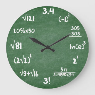 Reloj Redondo Grande Matemáticas Green Slate Mathematics Wall Clock
