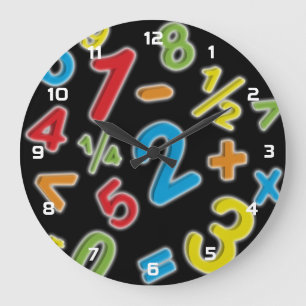 Reloj Redondo Grande Matemáticas personalizadas de 123 números